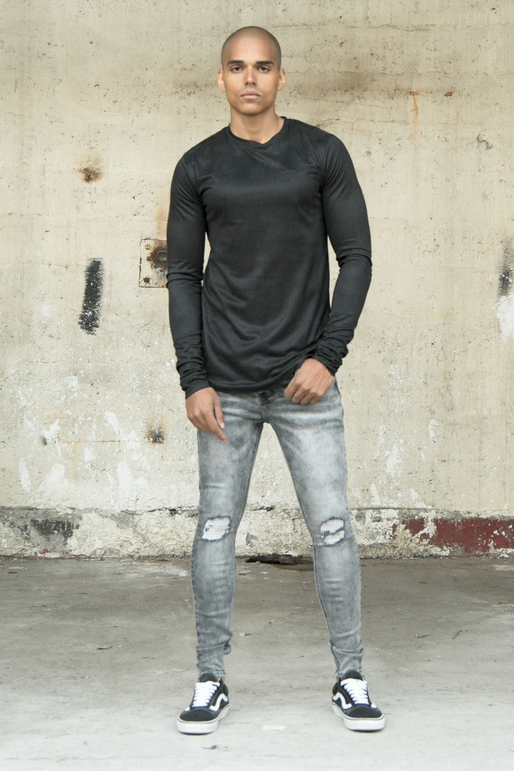 Suedette Logo Zips T-Shirt Black