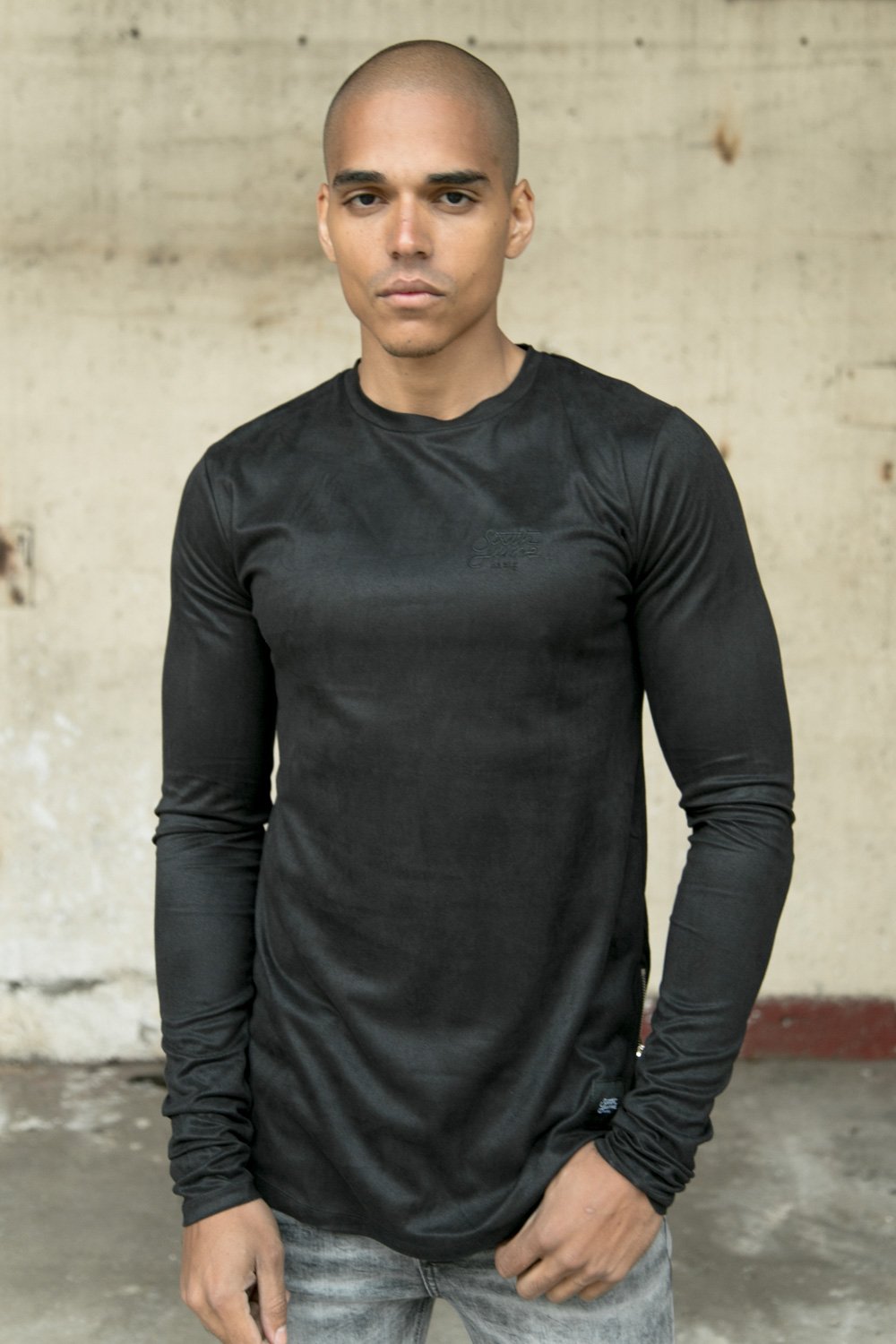 Suedette Logo Zips T-Shirt Black