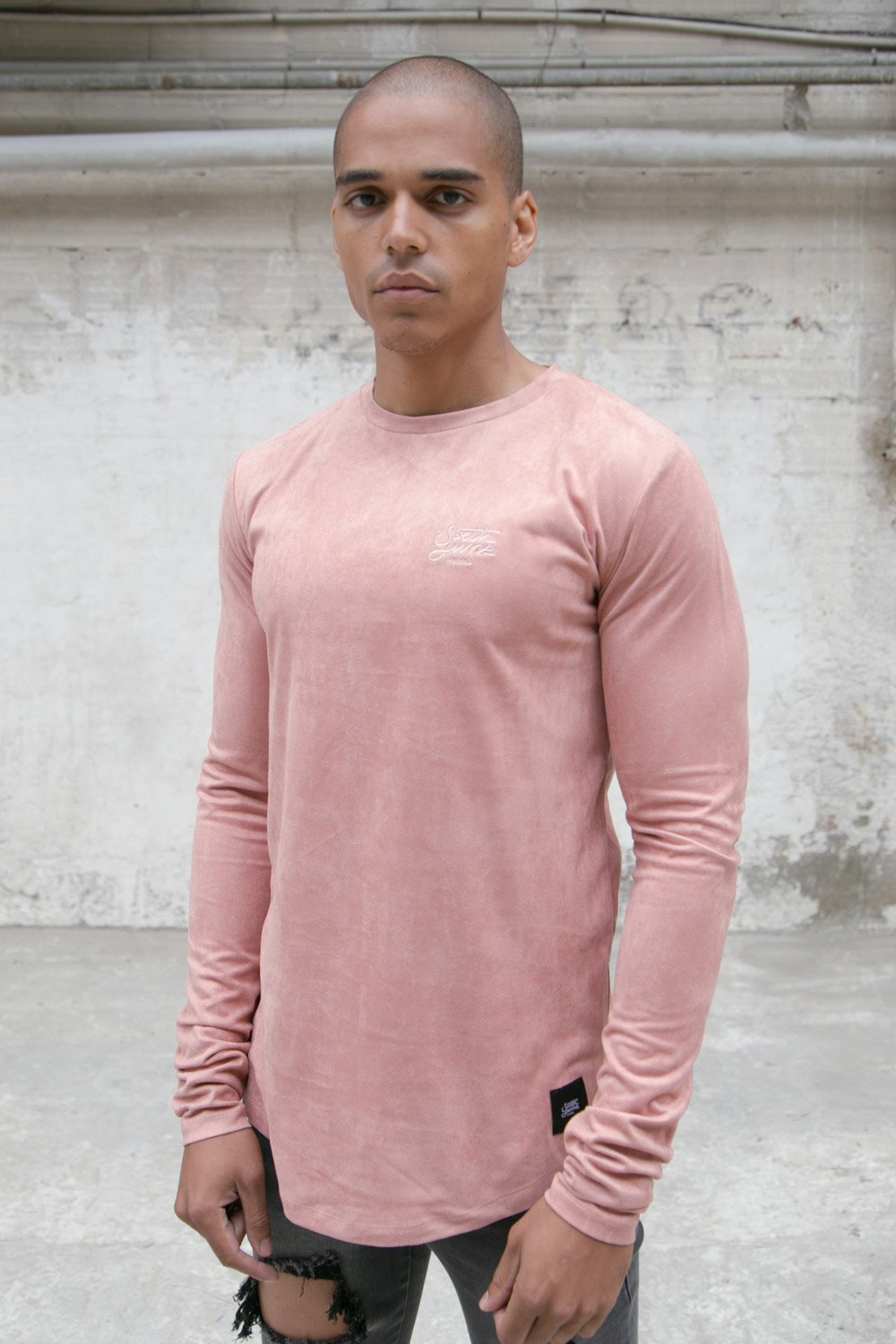 Suedette Zips Logo T-Shirt Pink