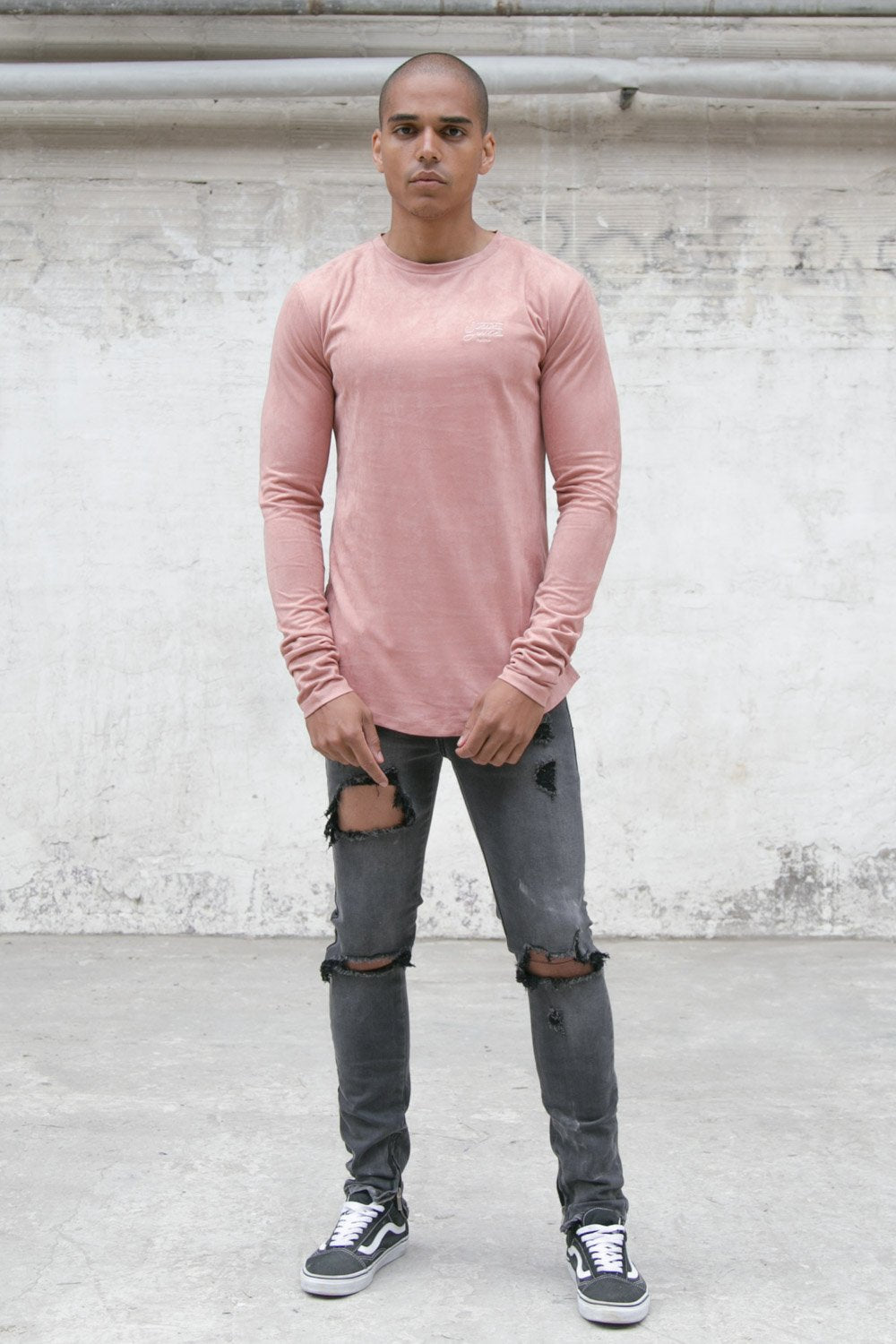 Suedette Zips Logo T-Shirt Pink