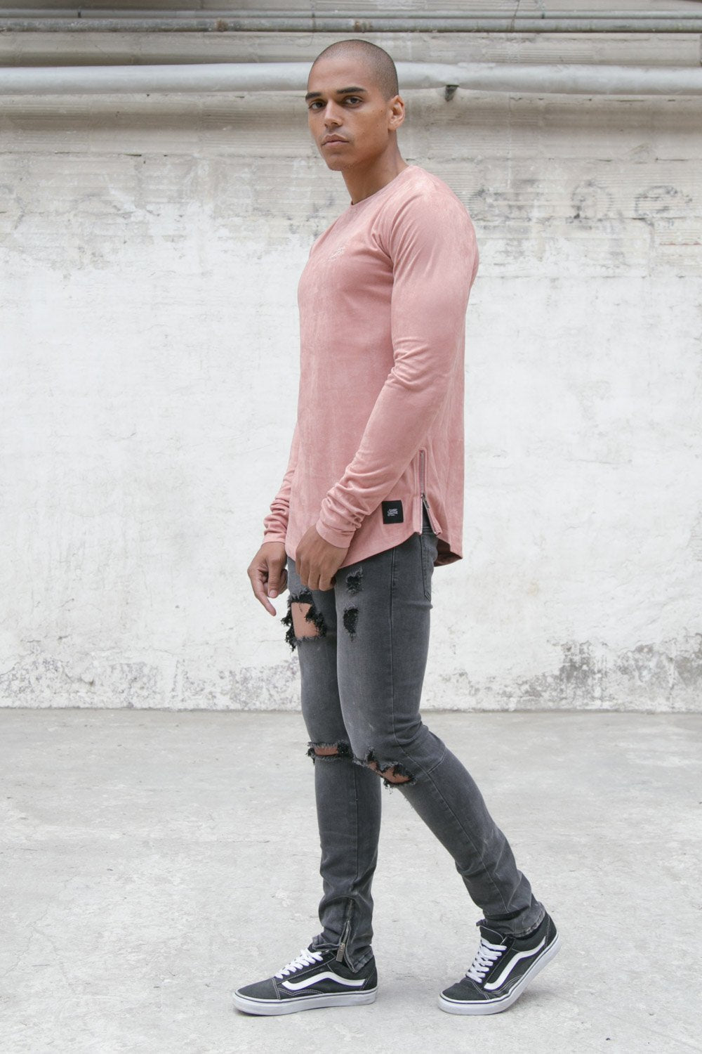 Suedette Zips Logo T-Shirt Pink