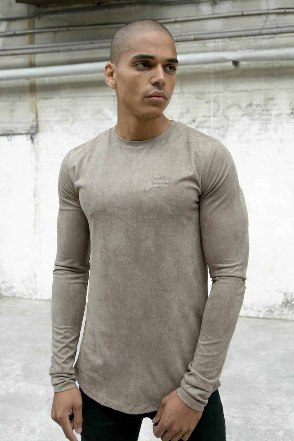 Suedette Zips Logo T-Shirt Taupe