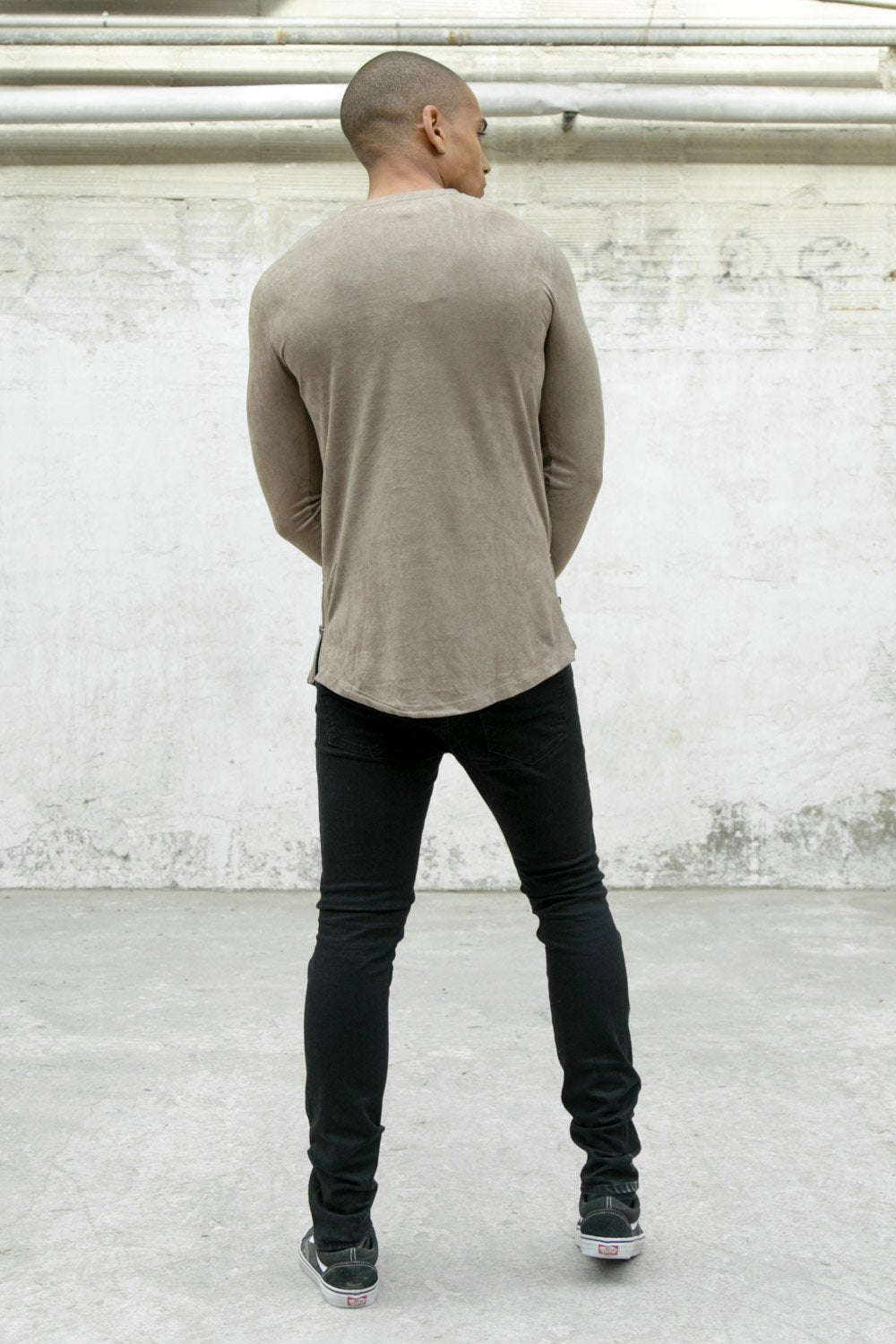 Suedette Zips Logo T-Shirt Taupe