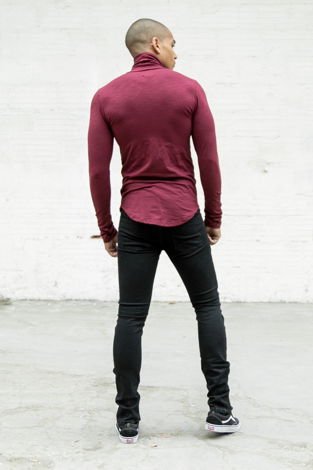 T-shirt col roulé moulant logo Rouge foncé