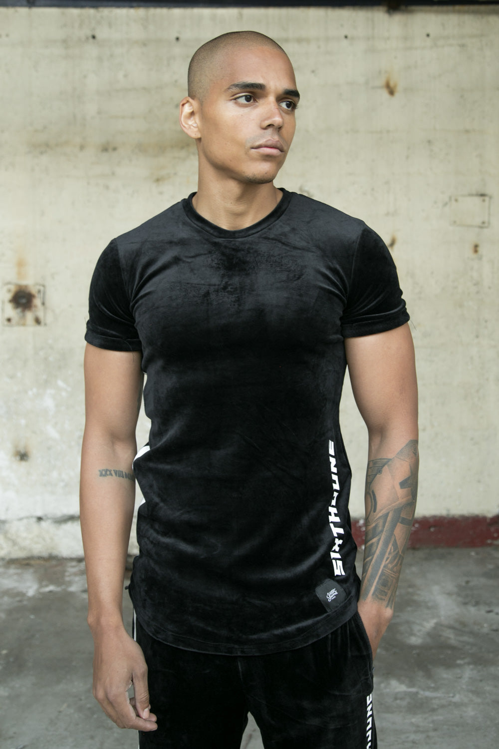 Sixth June - T-shirt velours logo racing noir