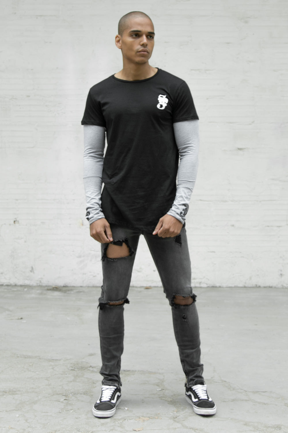 Sixth June - T-shirt doubles manches gothique noir