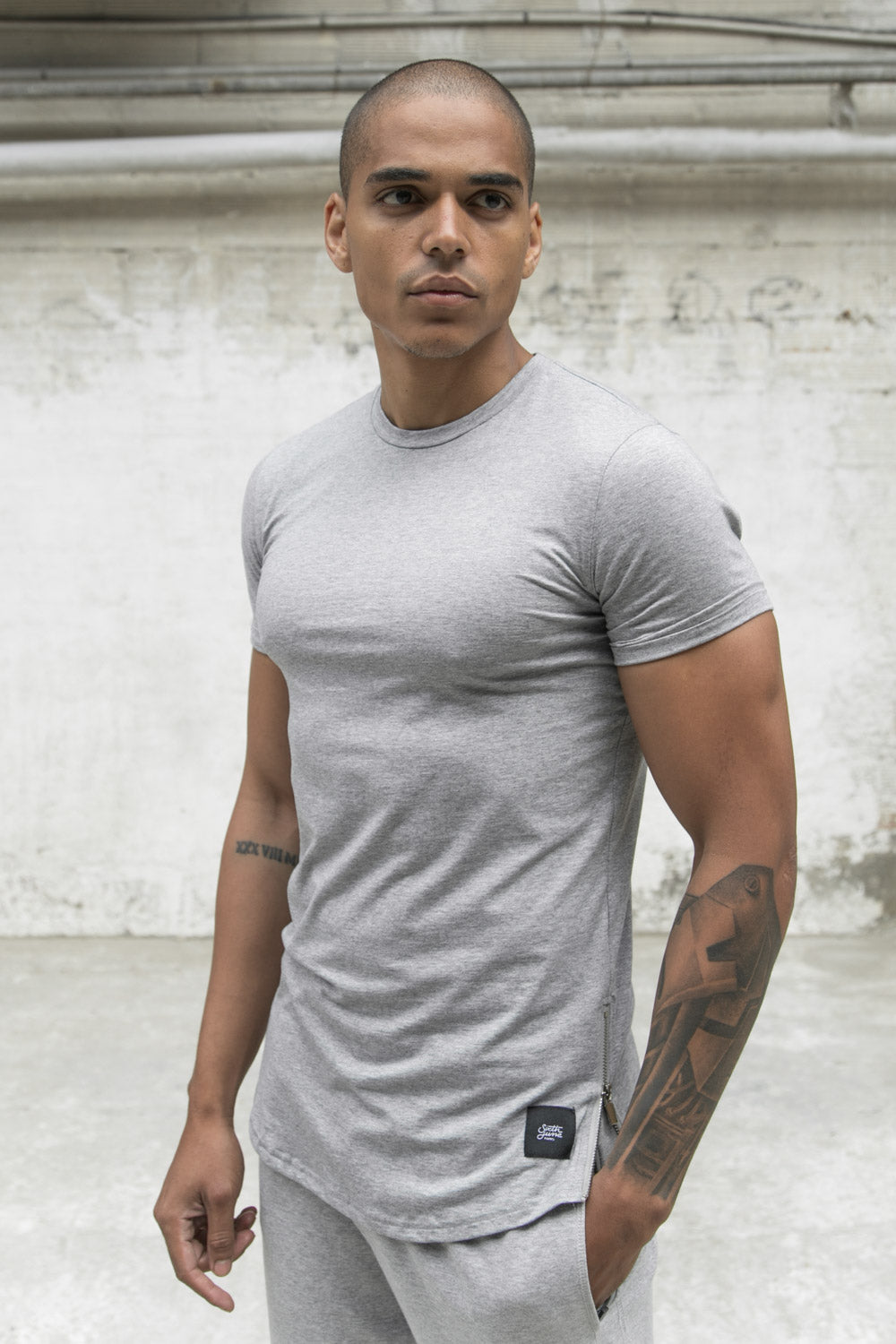 Sixth June - T-shirt zips côtés gris clair