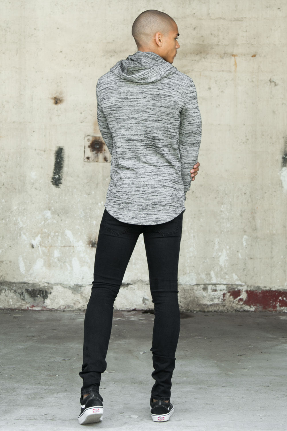 Sixth June - T-shirt ajusté capuche chiné gris