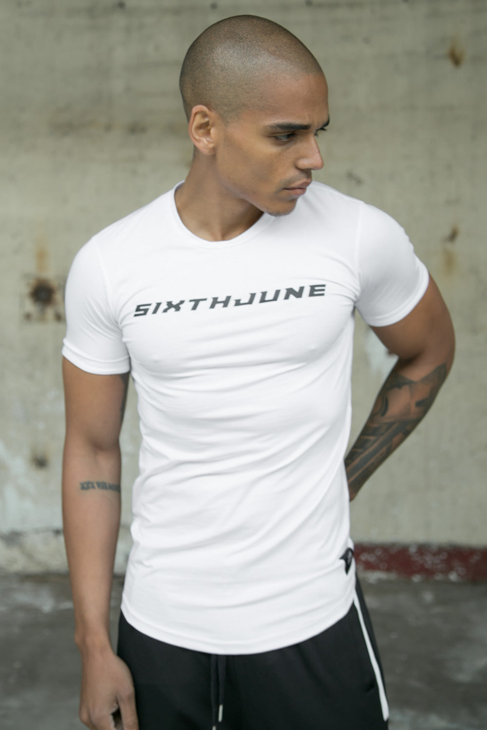 Sixth June - T-shirt moulant logo racing blanc