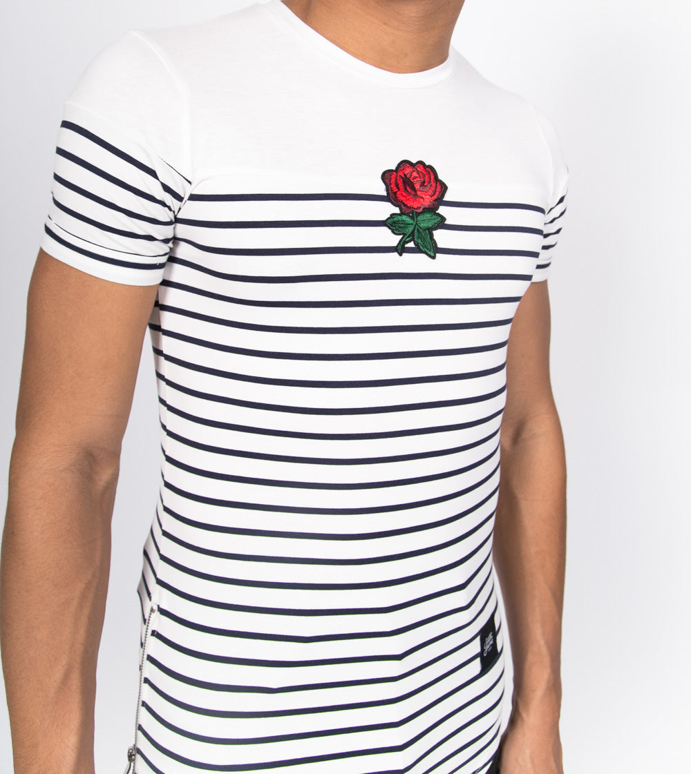 Sixth June - T-shirt marinière patch blanc