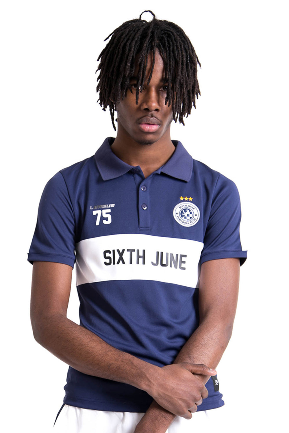 Sixth June - Maillot col football league bleu