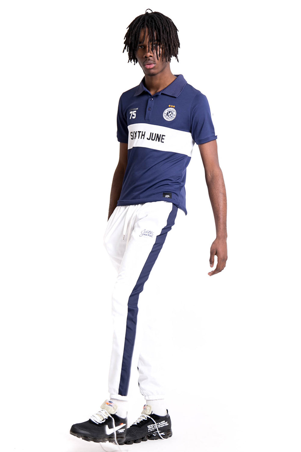 Sixth June - Maillot col football league bleu