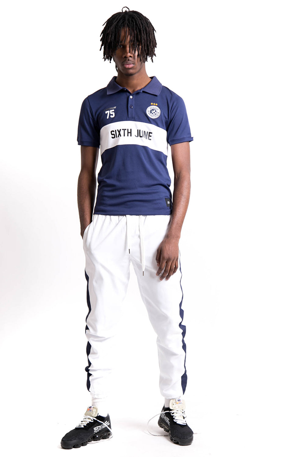 Sixth June - Maillot col football league bleu