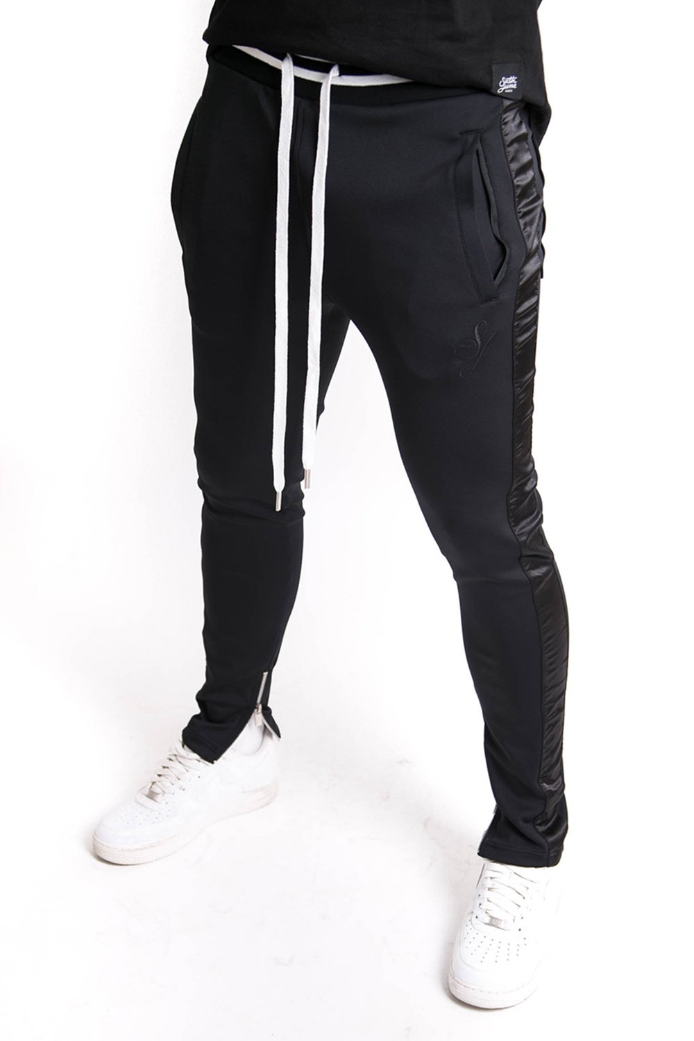 Jogging bandes satin signature noir