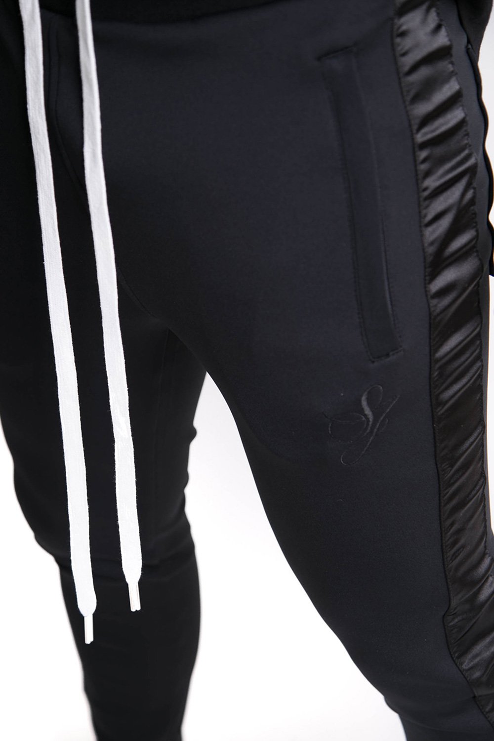 Jogging bandes satin signature noir