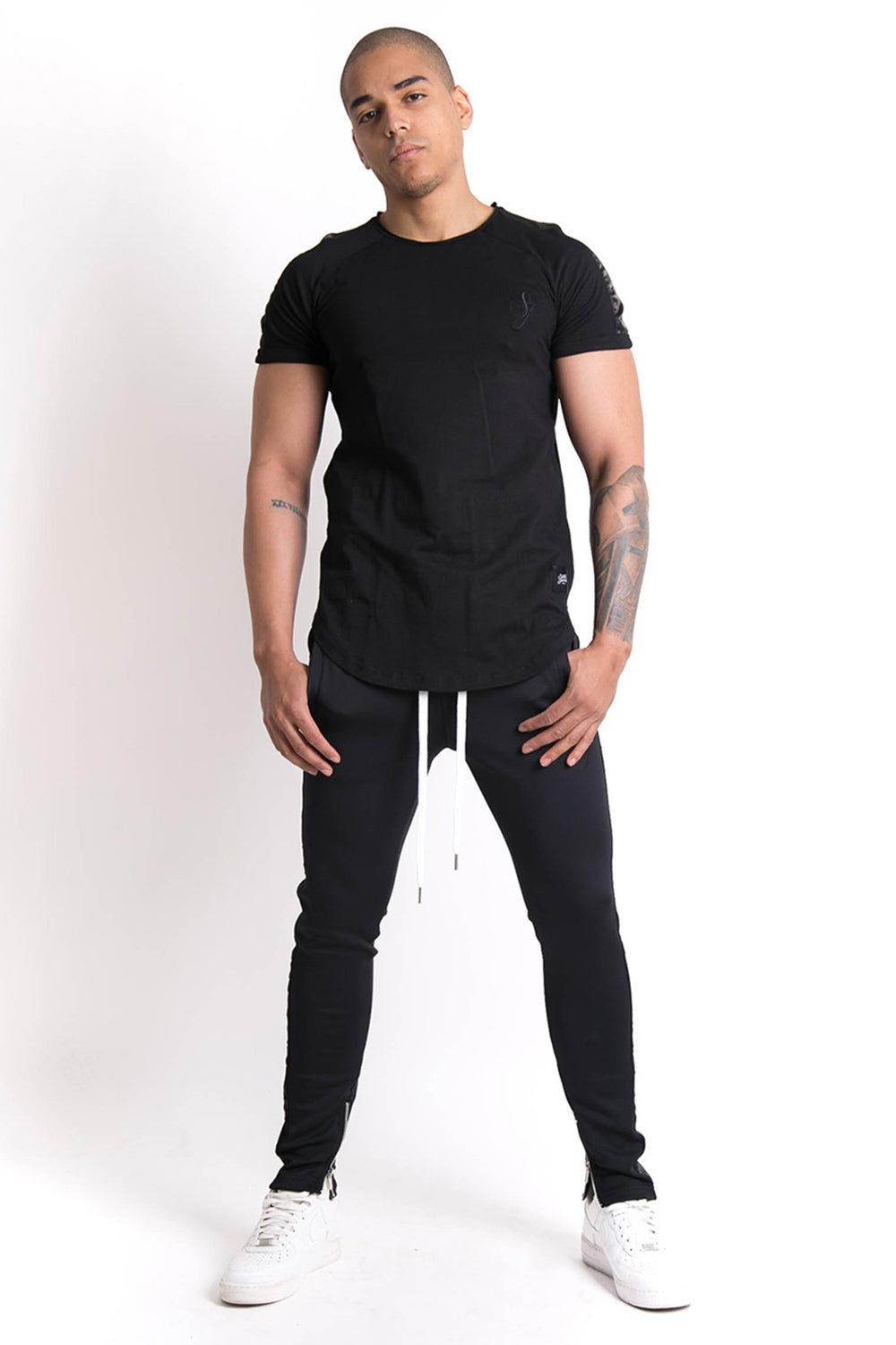 Sixth June - T-shirt bandes satin signature noir