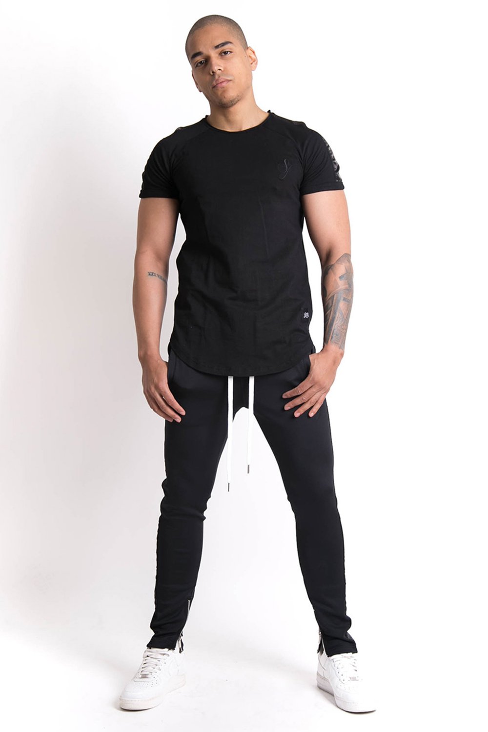 Jogging bandes satin signature noir