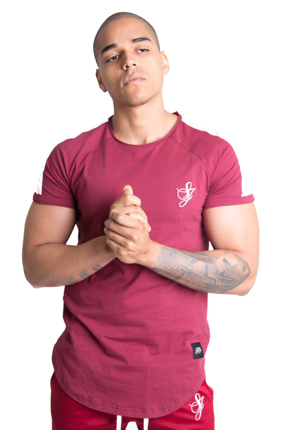 Sixth June - T-shirt bandes satin signature bordeaux