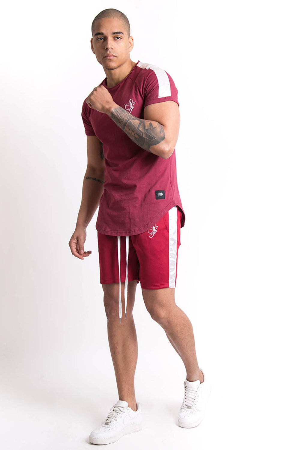 Sixth June - T-shirt bandes satin signature bordeaux