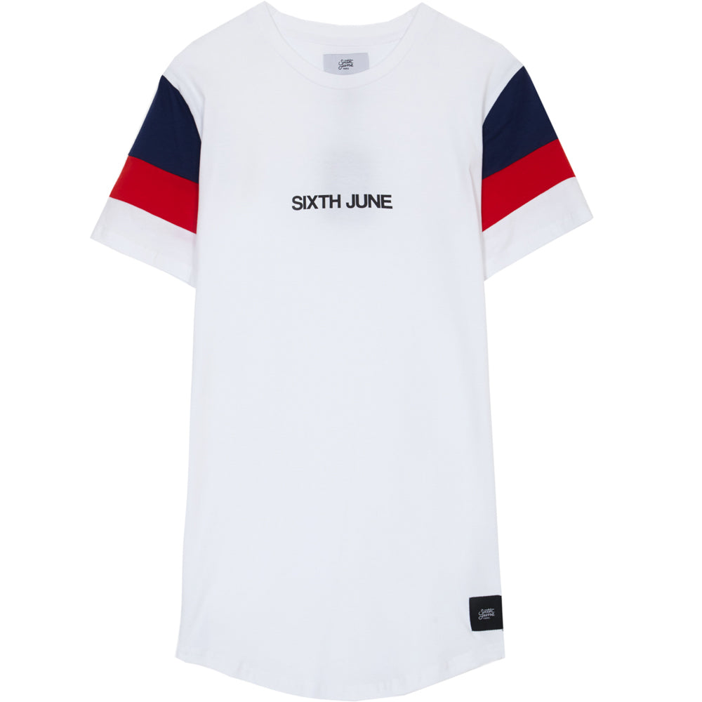 Sixth June - T-shirt manches tricolores blanc rouge bleu