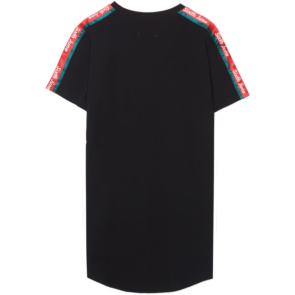 Sixth June - T-shirt bandes bicolores logo noir rouge vert