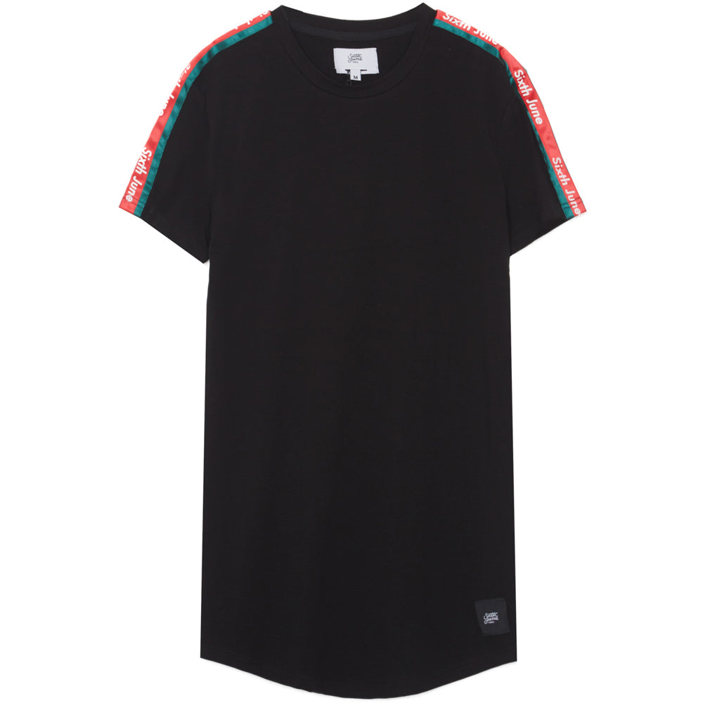 Sixth June - T-shirt bandes bicolores logo noir rouge vert