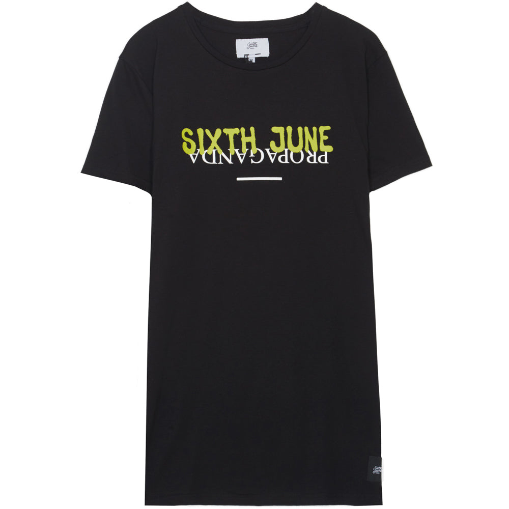 Sixth June - T-shirt long Propaganda fluo noir