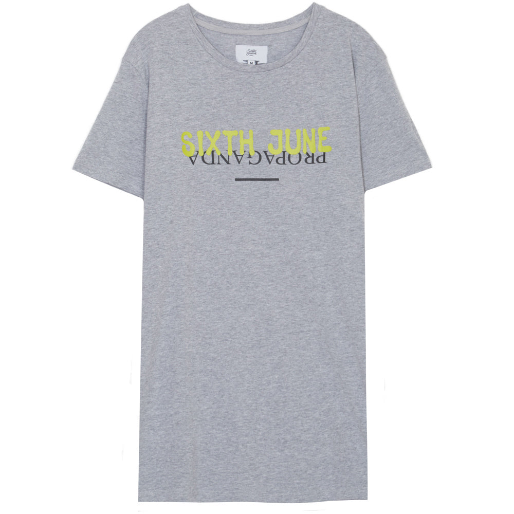 Sixth June - T-shirt long Propaganda fluo gris