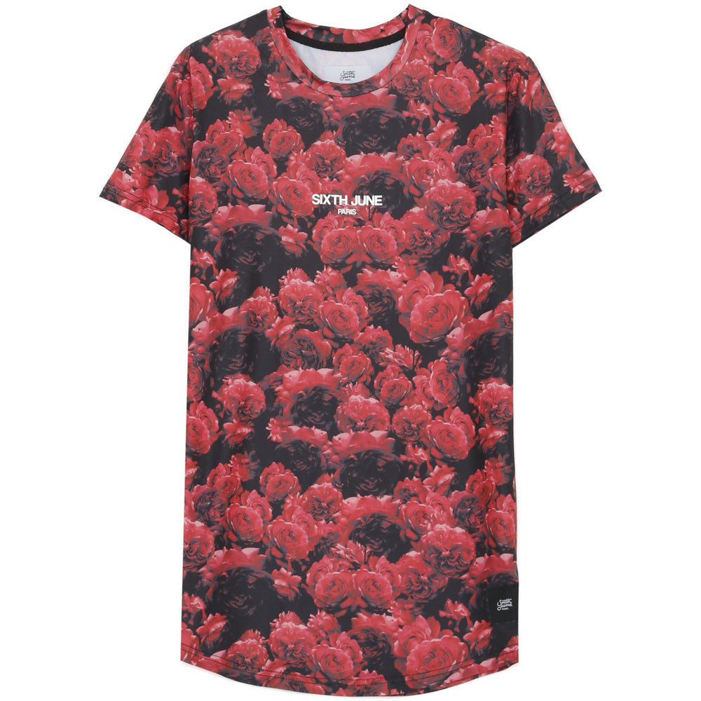 Sixth June - T-Shirt all-over roses noir rouge