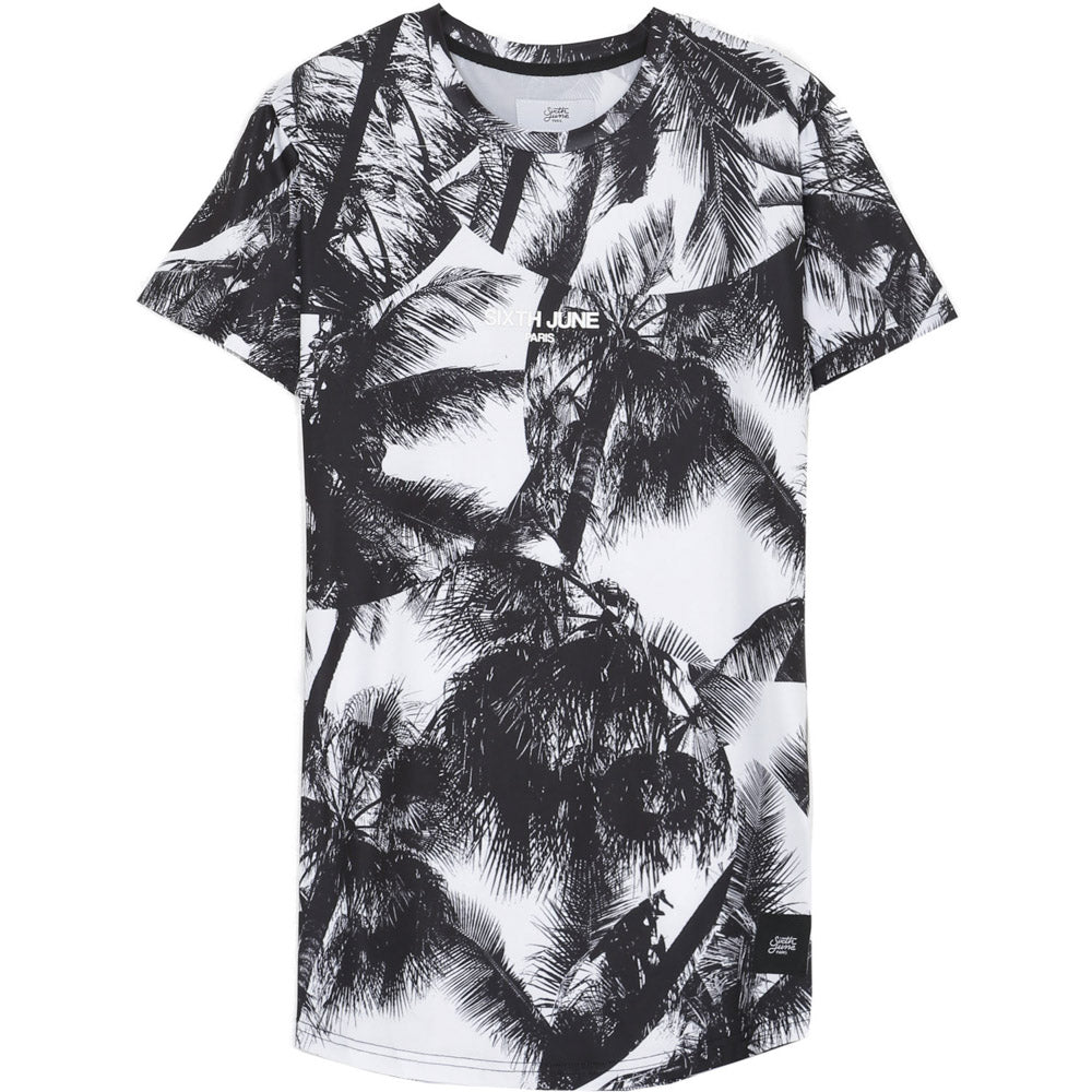 Sixth June - T-Shirt all-over palmiers noir blanc
