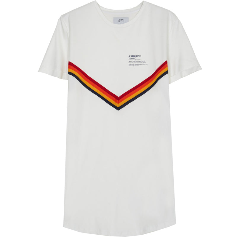 Sixth June - T-Shirt bandes V 4 couleurs blanc