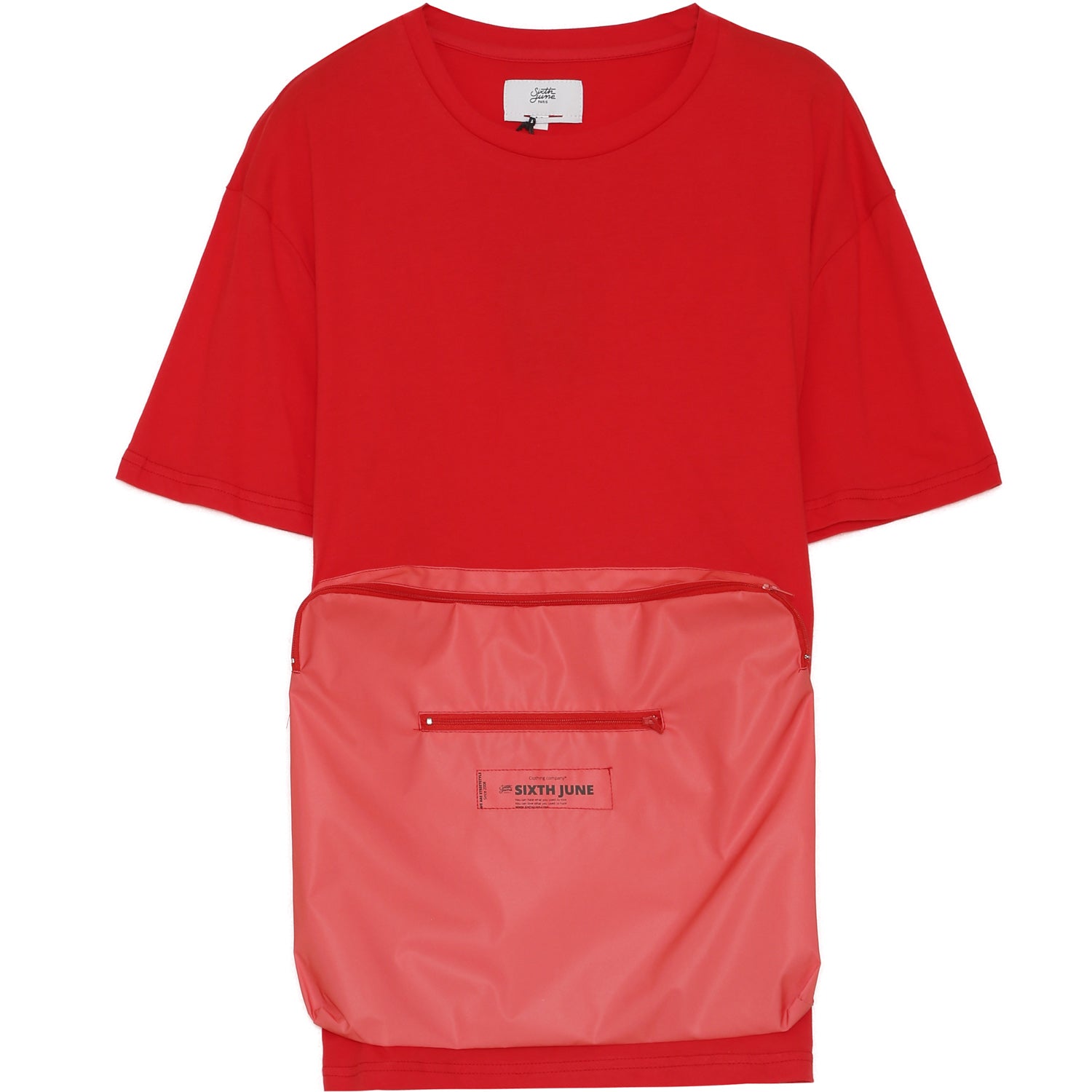 Sixth June - T-shirt réfléchissant grande poche rouge