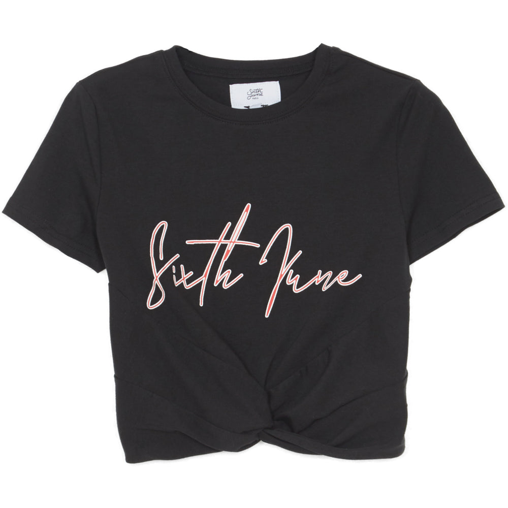 Sixth June - Crop-top noeud logo noir
