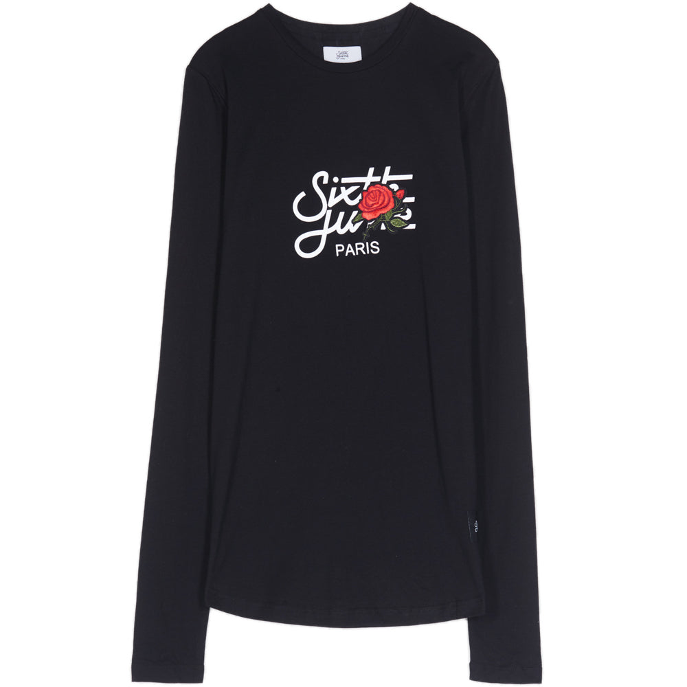 Sixth June - T-shirt grand logo patch rose manches longues noir