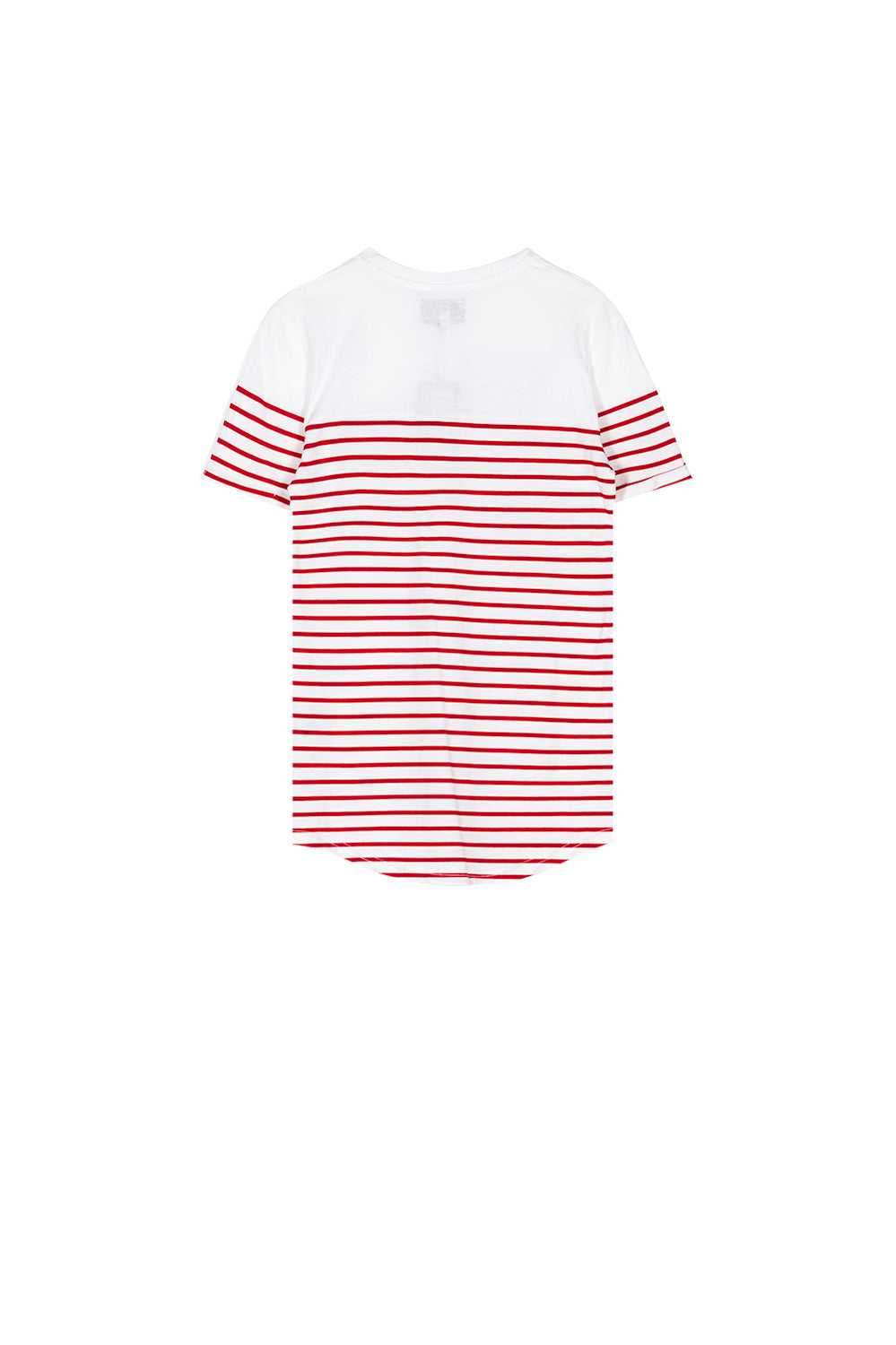 Sixth June - T-shirt marinière patchs rock blanc rouge