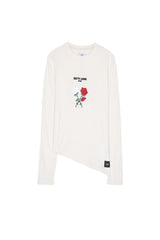 T-shirt asymétrique velours roses blanc