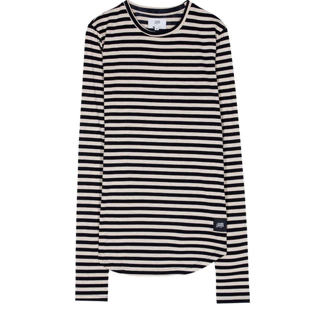 Sixth June - T-shirt marinière manches longues beige noir