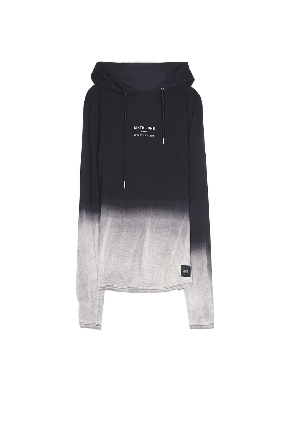 Sixth June - T-shirt capuche tie dye Paris GPS noir blanc