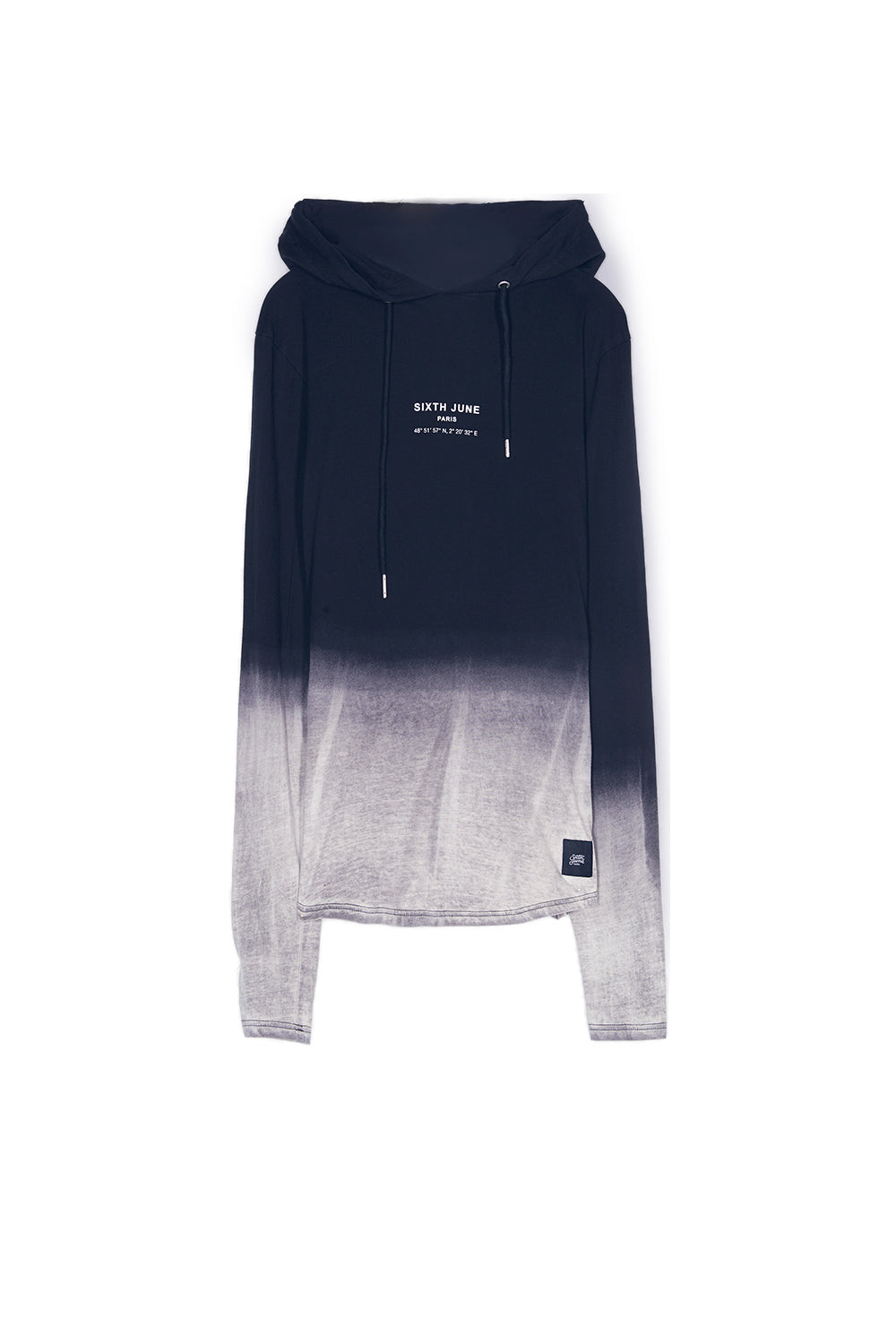 Sixth June - T-shirt capuche tie dye Paris GPS bleu blanc