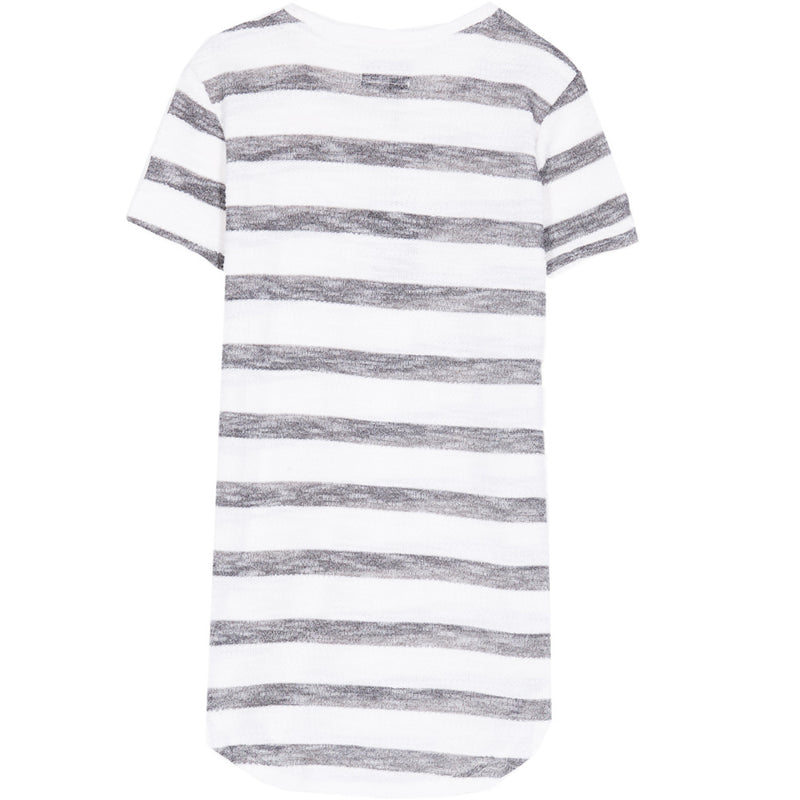Sixth June - T-shirt rayures coton flammé blanc gris