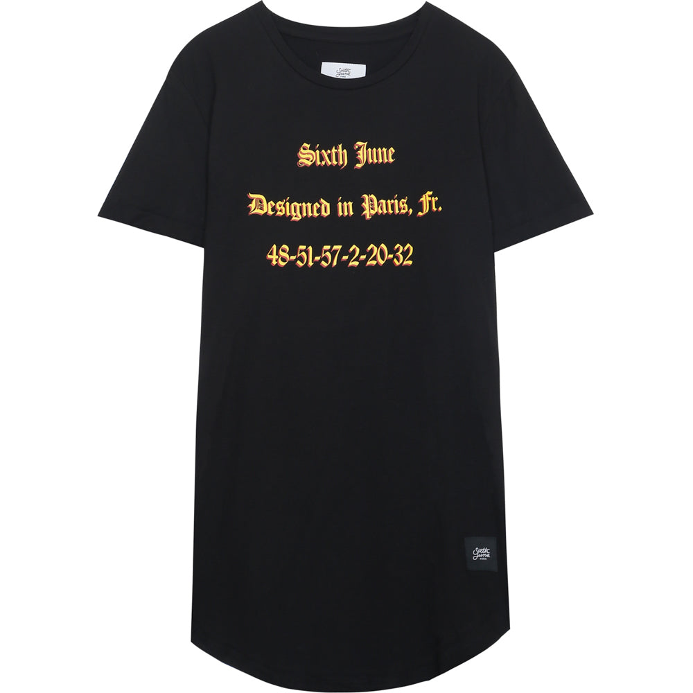 Sixth June - T-shirt gothique "designed in Paris" noir jaune
