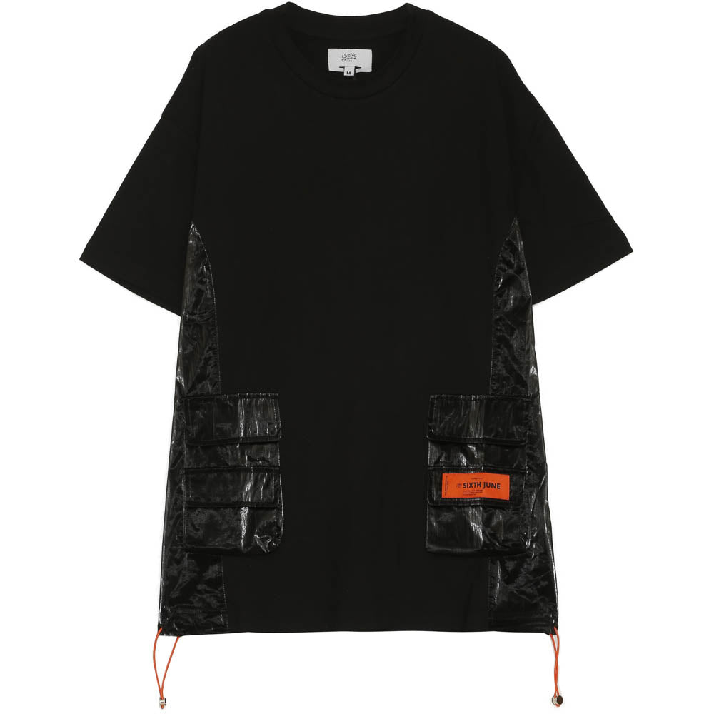 Sixth June - T-shirt multi-poches brillantes noir