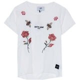 Sixth June - T-shirt ouvert roses guêpes blanc