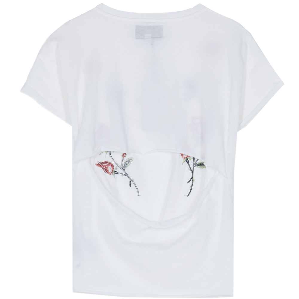 Sixth June - T-shirt ouvert roses guêpes blanc