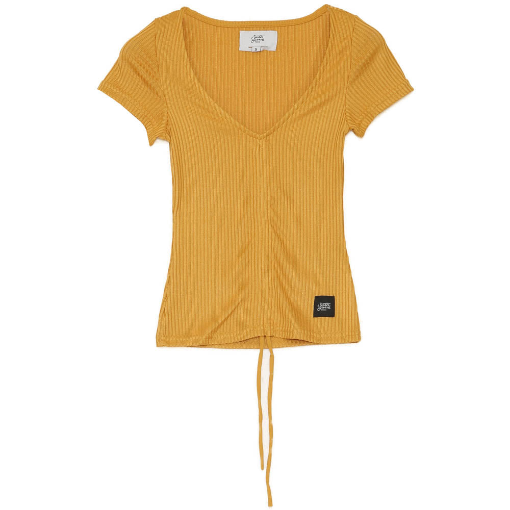 Sixth June - Top court cordon décoletté moutarde