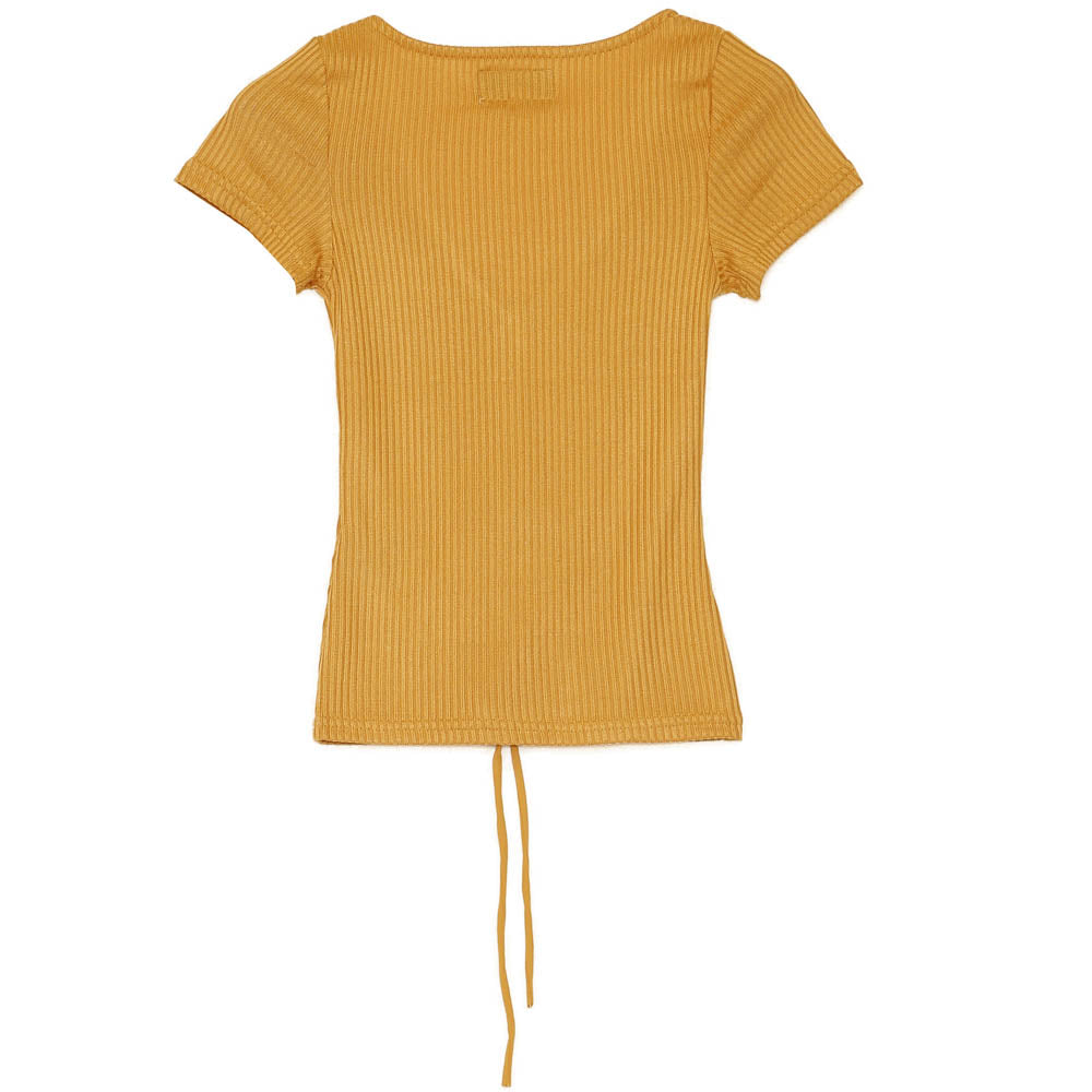 Sixth June - Top court cordon décoletté moutarde