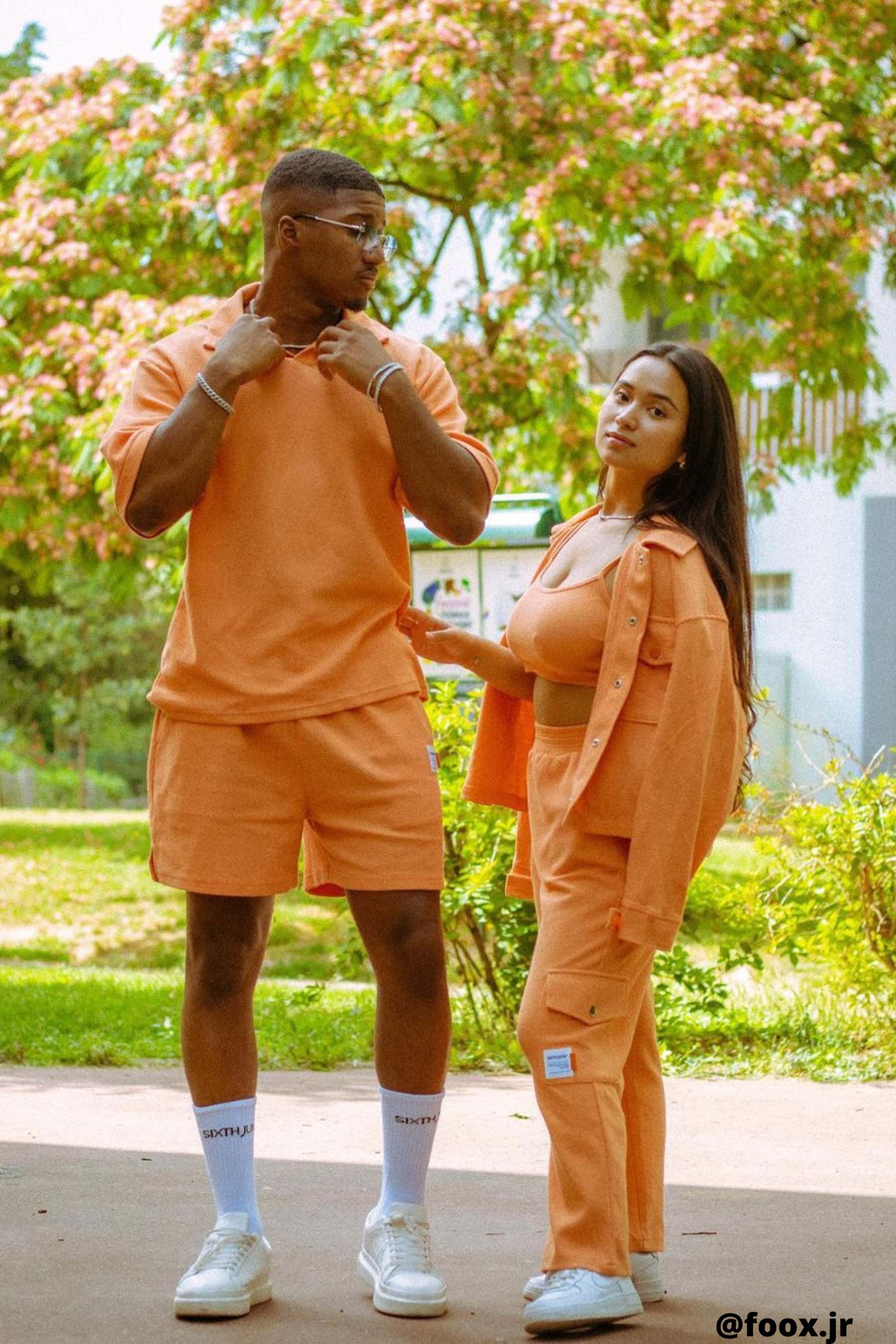 Polo gaufré oversize Orange