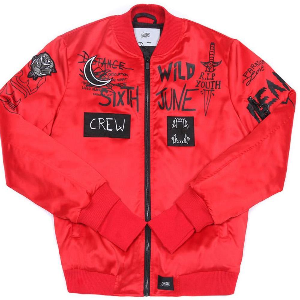 Sixth June - Bomber imprimé Crew Rouge