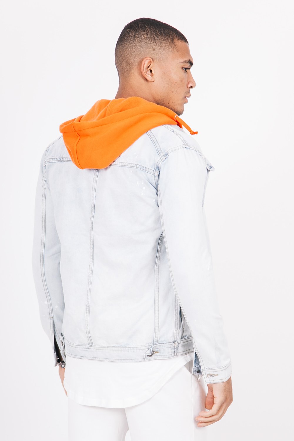 Denim Hooded Jacket Blue Orange