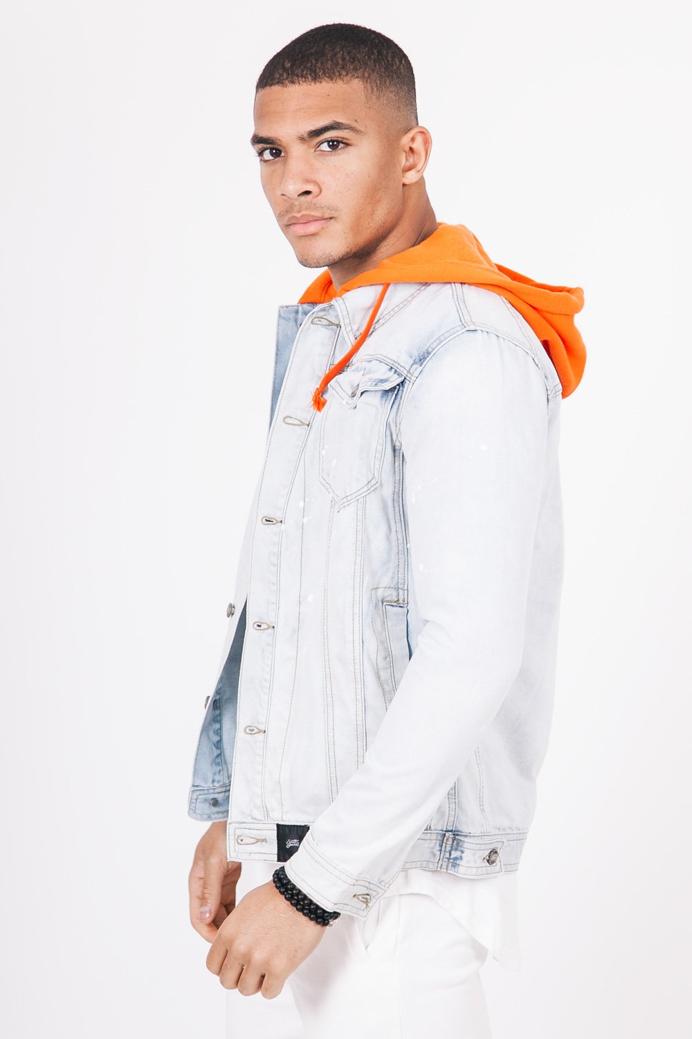 Denim Hooded Jacket Blue Orange